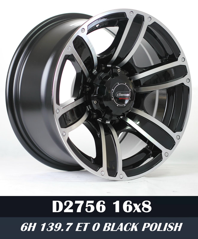 Mags 16 inch 8 width 6 holes silver black
